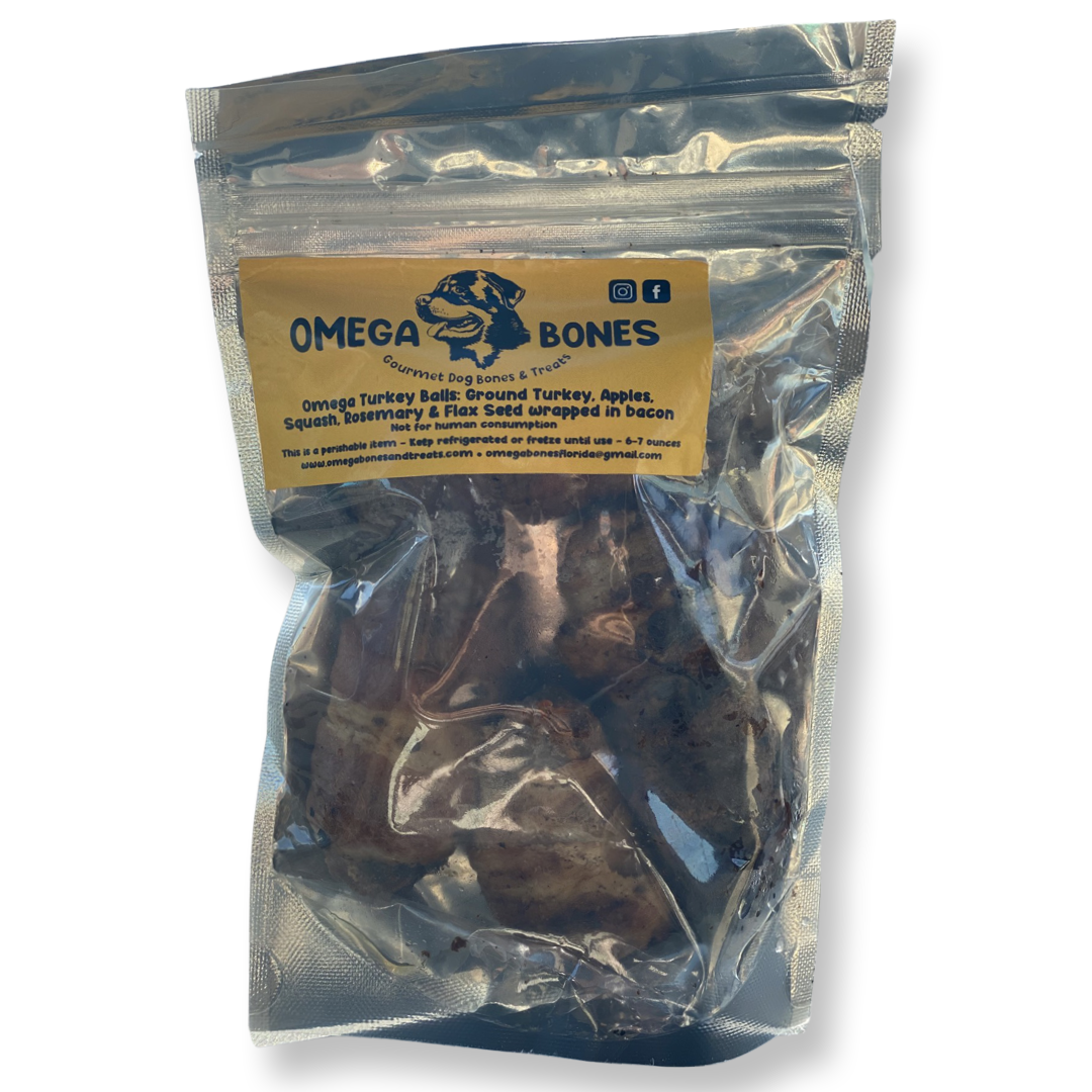 Turkey Balls Wrapped in Bacon( Dog Treat)