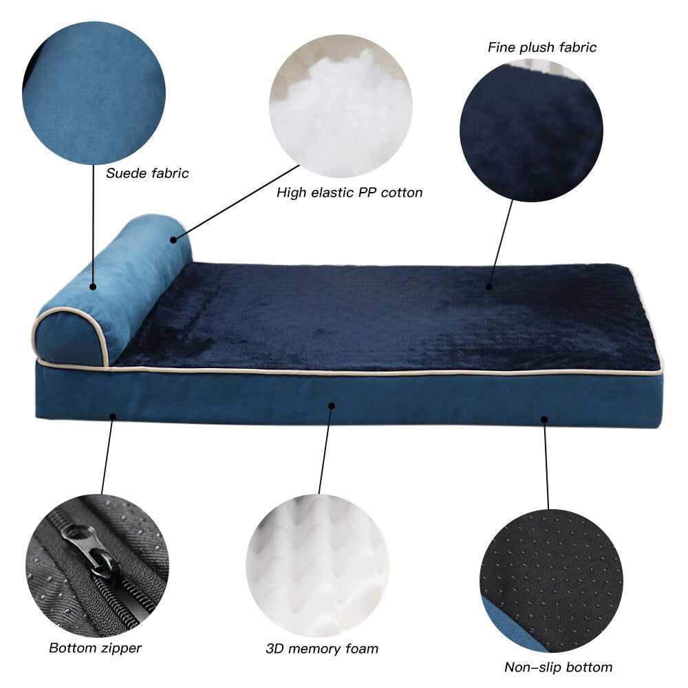 Soft Dog Bed Mattress Crate Kennel Pad Washable Cloth Anti-slip Bottom