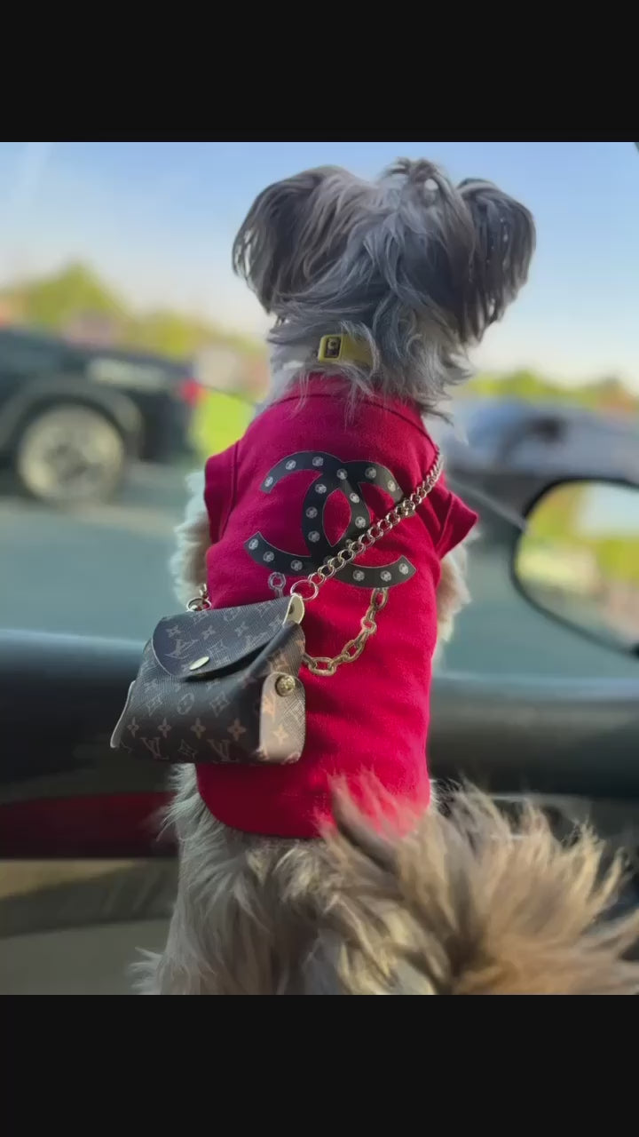 Coco  & Nova are sporting our Brown Designer Poop Bag Holder.